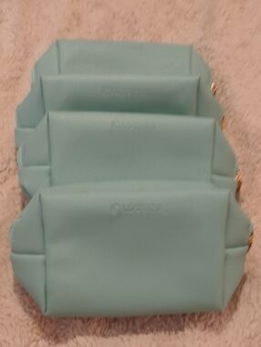 Aquamarine Travel Pouch Set - Soft Zip Cosmetic Bags. Total of four Make-up Bags